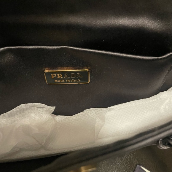 Authentic! Prada gray satin mini bag with top handle. - Picture 7 of 13